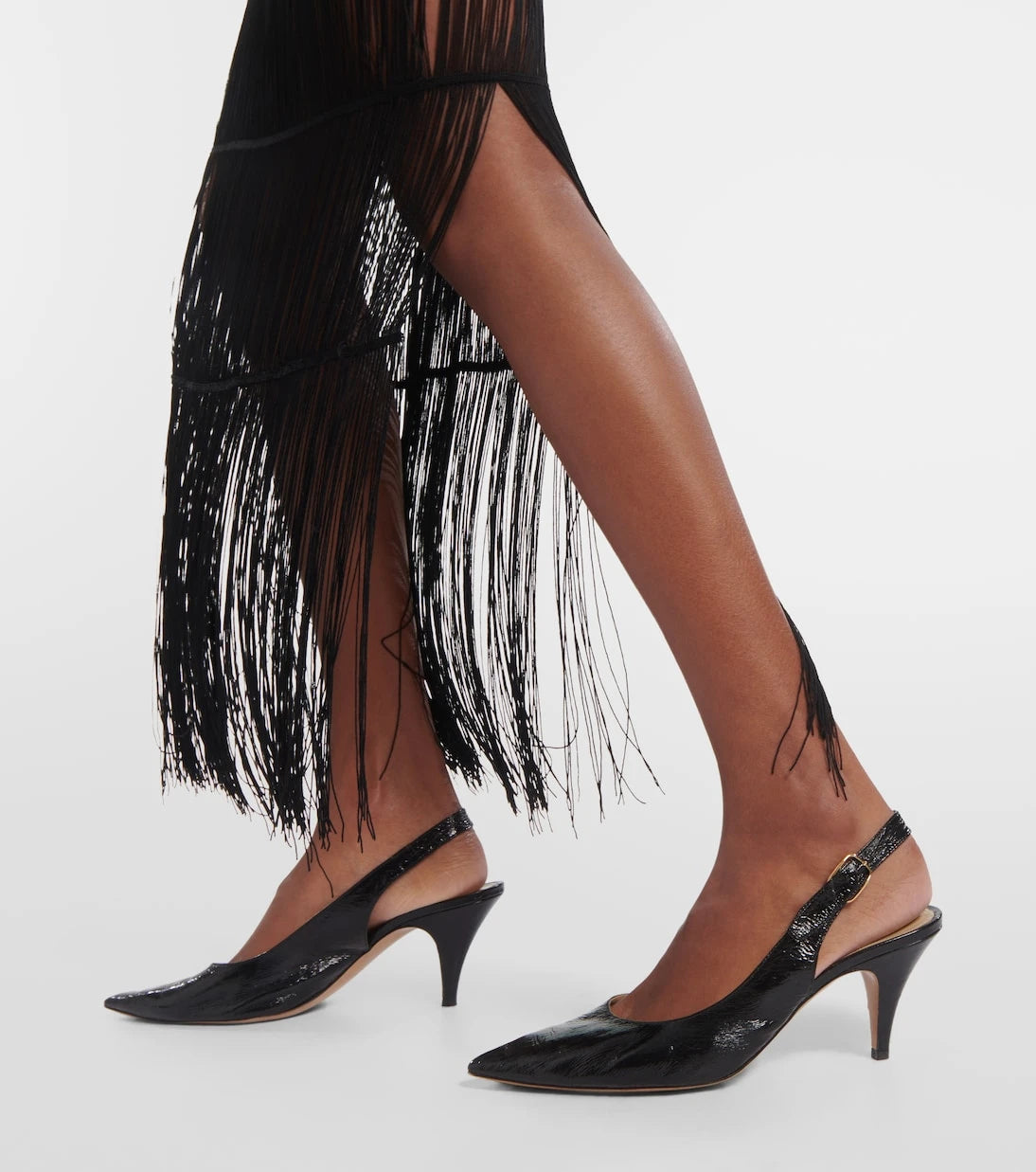 Khaite - River crinkled leather slingback pumps