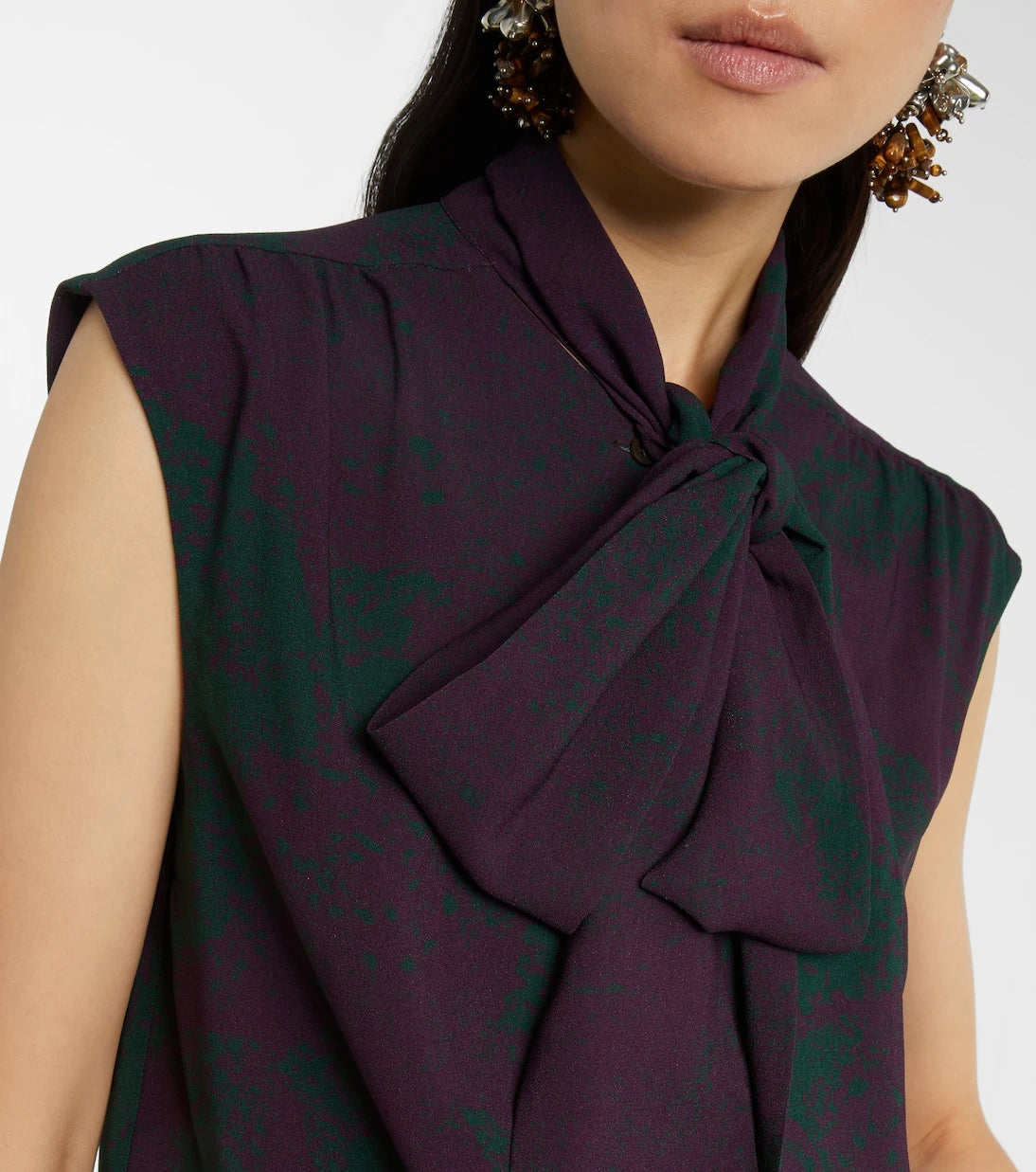 Dries Van Noten - Printed tie-neck top