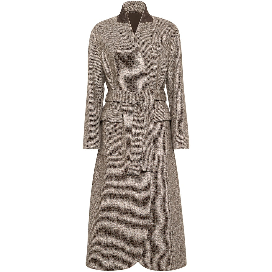Brunello Cucinelli Brown Virgin Wool-Blend Mélange Coat