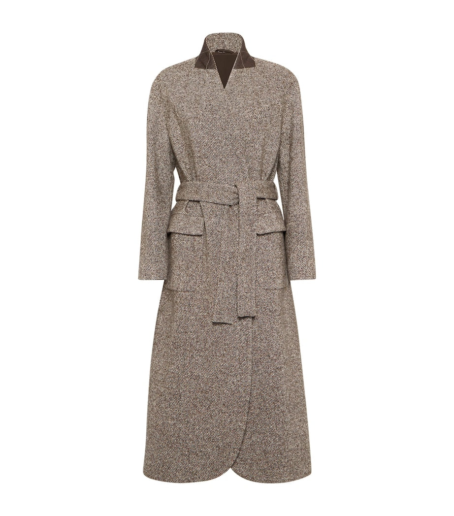 Brunello Cucinelli Brown Virgin Wool-Blend Mélange Coat