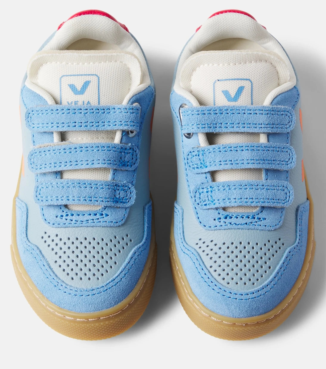 Veja Kids - V-90 suede-trimmed leather sneakers