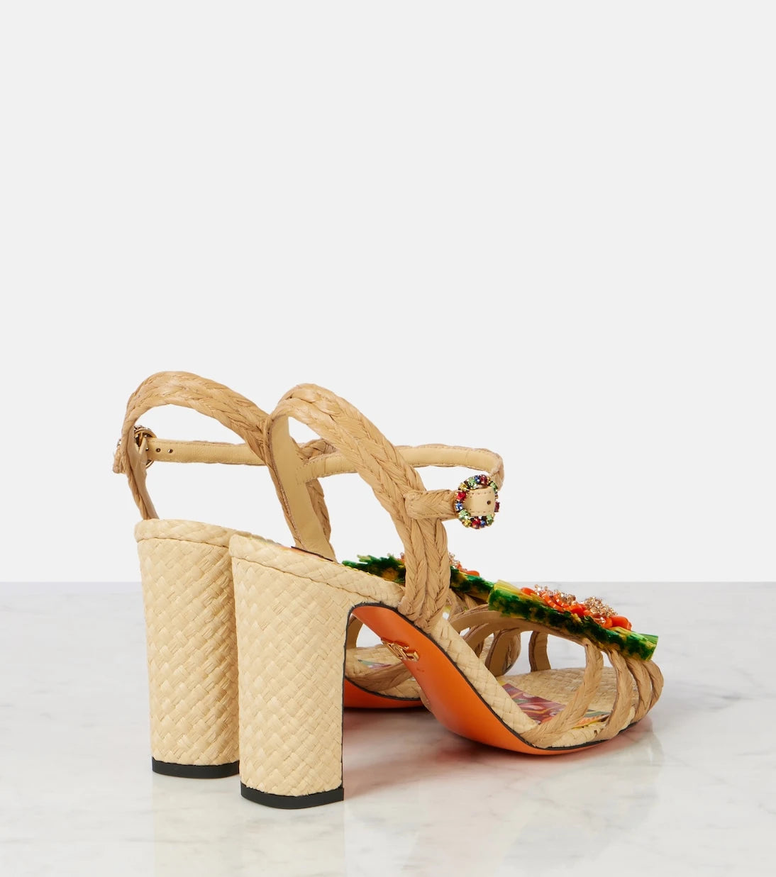 Dolce&Gabbana - Embellished raffia sandals