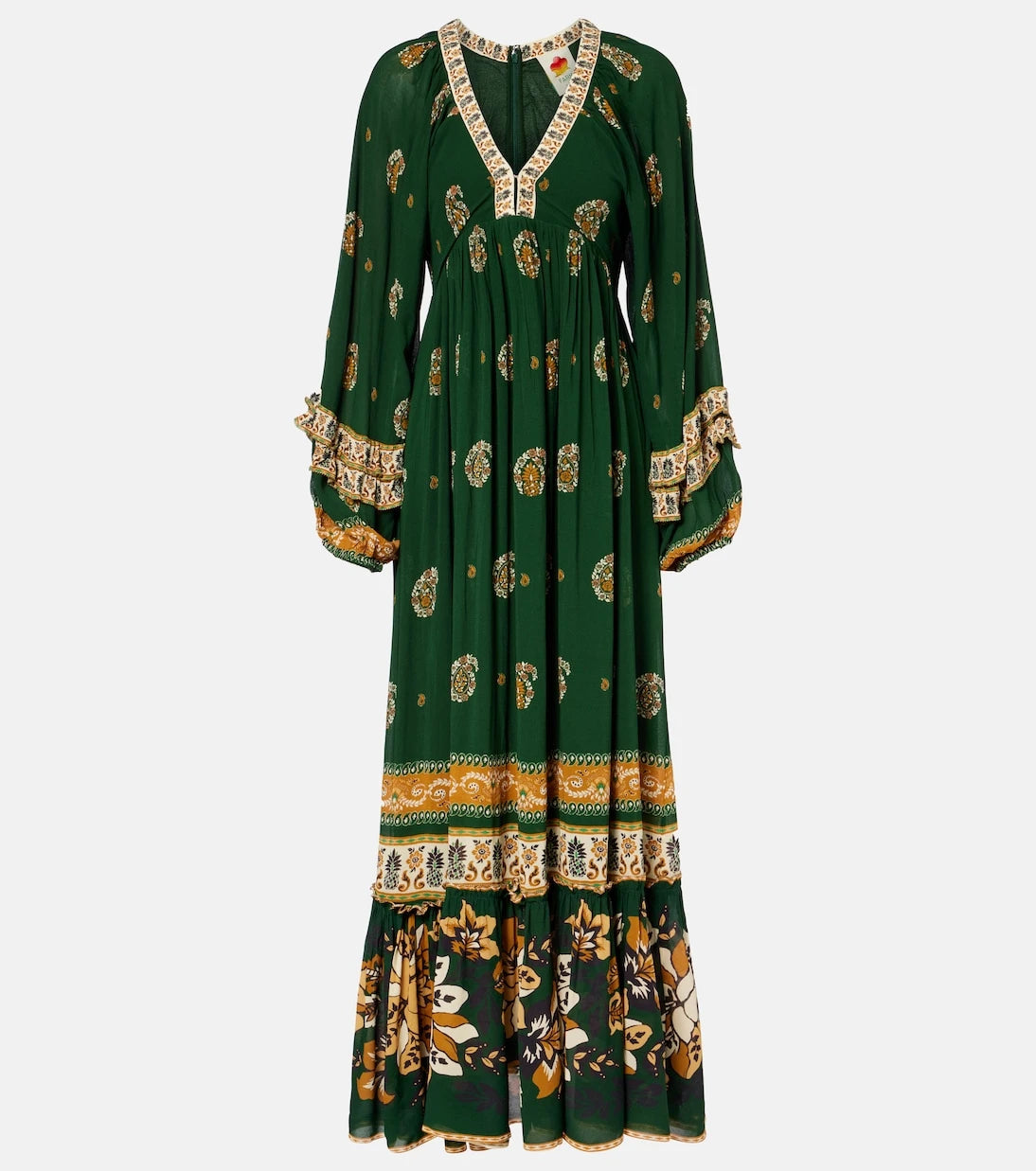Farm Rio - Ayla Green ruffled maxi dress