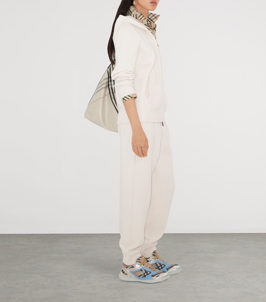 Burberry White Cashmere-Blend Zip-Up Hoodie