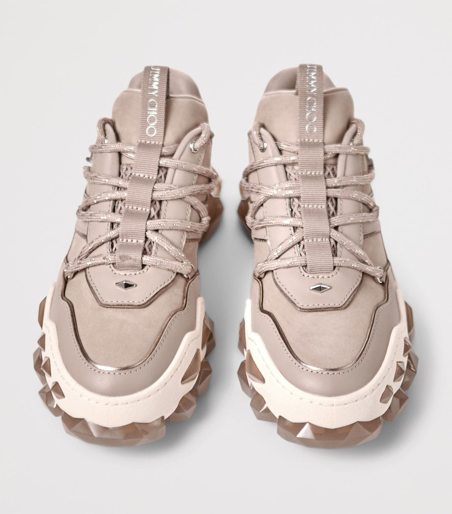 Jimmy Choo Brown Diamond X Leather Sneakers