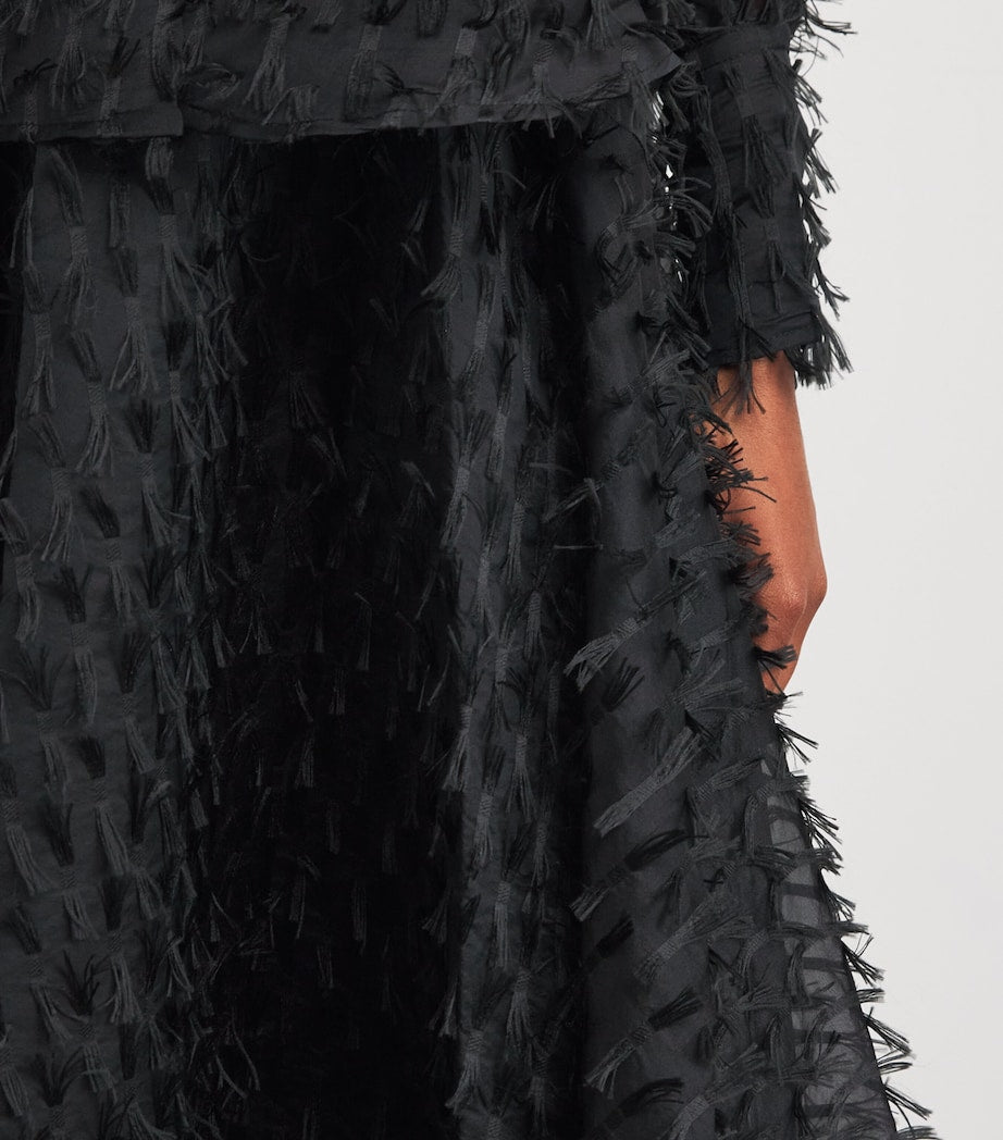 Palmer//Harding Black Organza Gentle Collide Midi Skirt