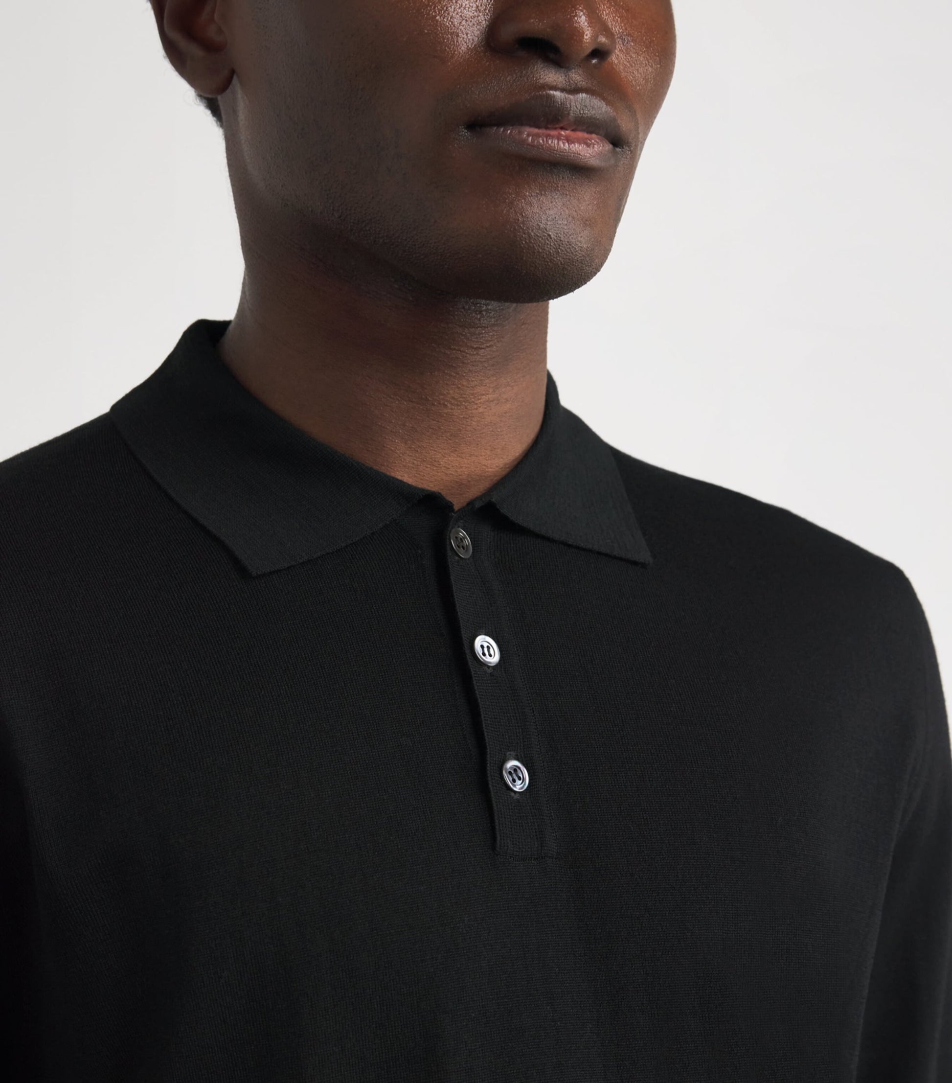 Barena Black Merino Knit Polo Shirt