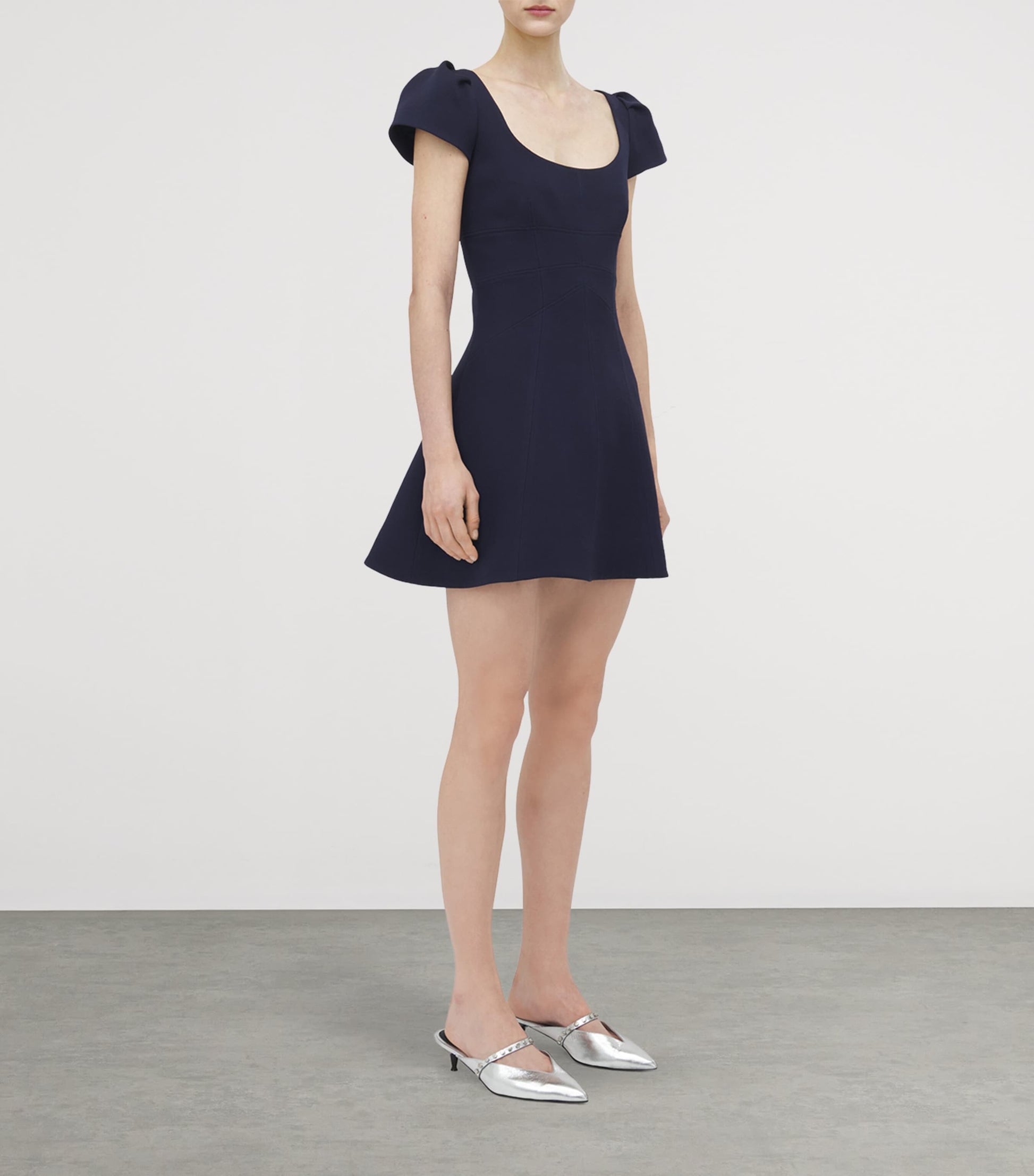 McQueen Blue Wool-Blend Mini Dress