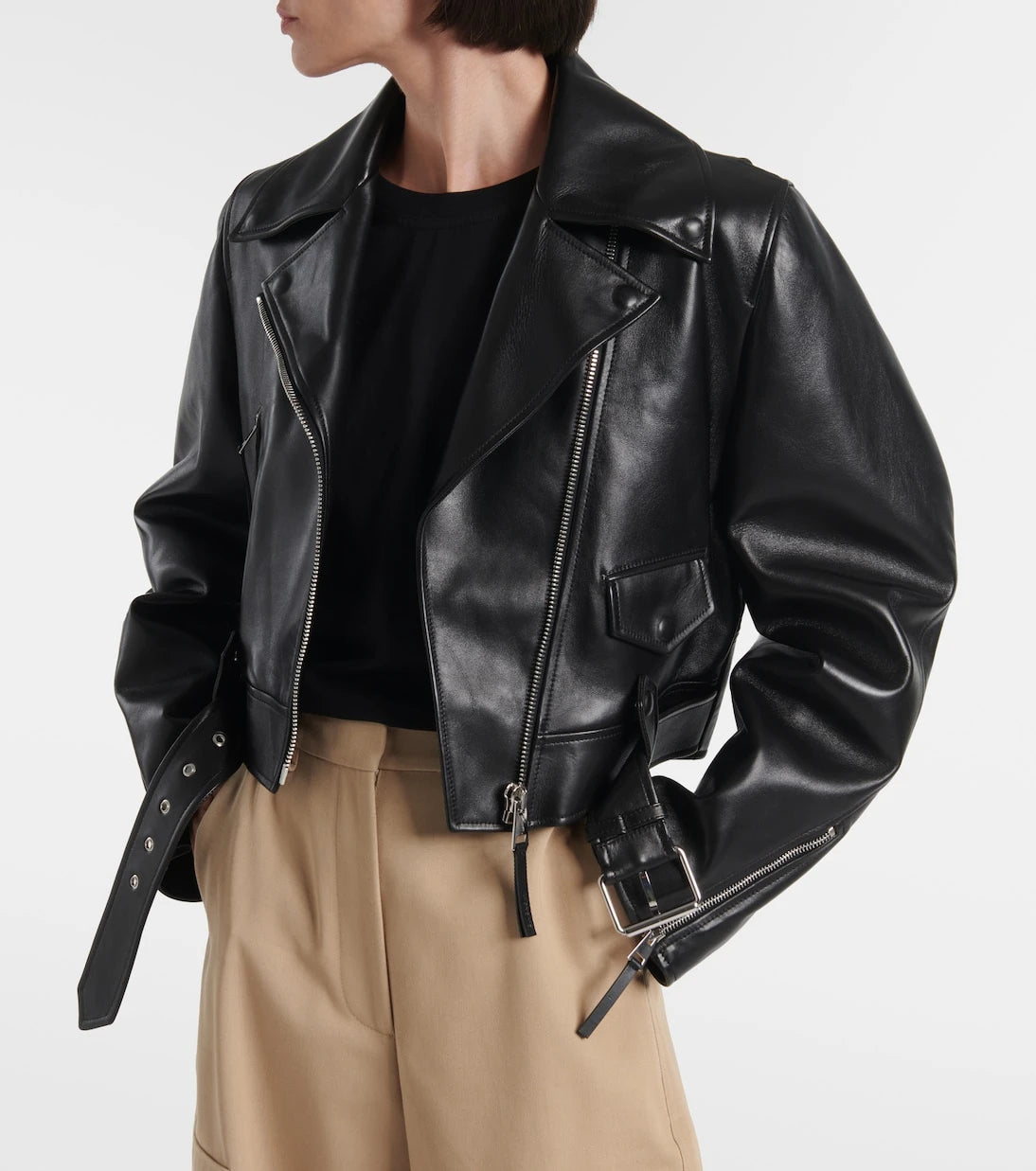 Givenchy - جاكيت جلد قصير "كوكوون" للدراجين
