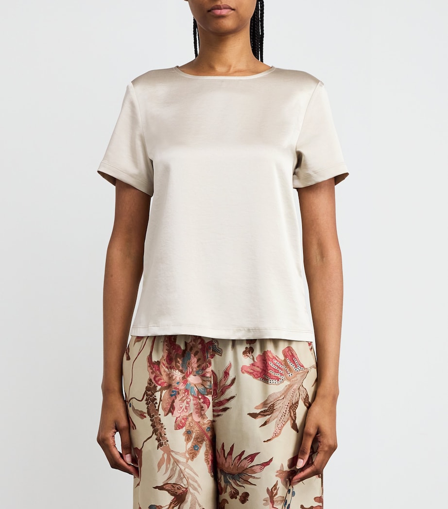 Weekend Max Mara White Satin-Front T-Shirt