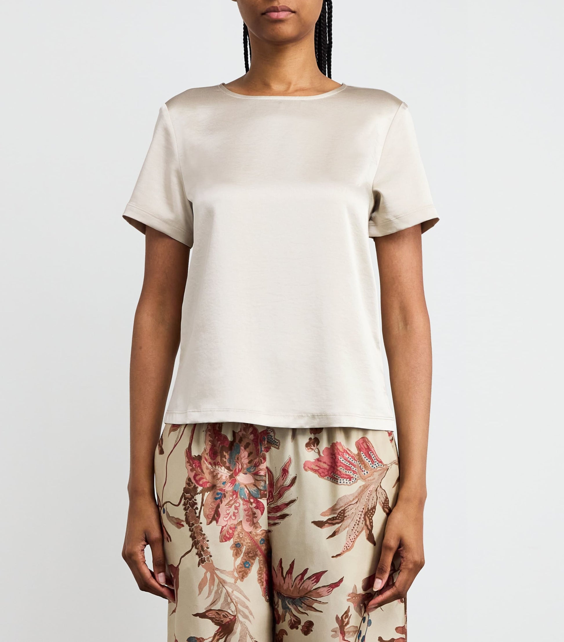 Weekend Max Mara White Satin-Front T-Shirt