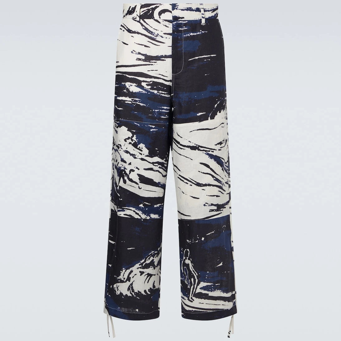 Commas - Printed linen straight pants