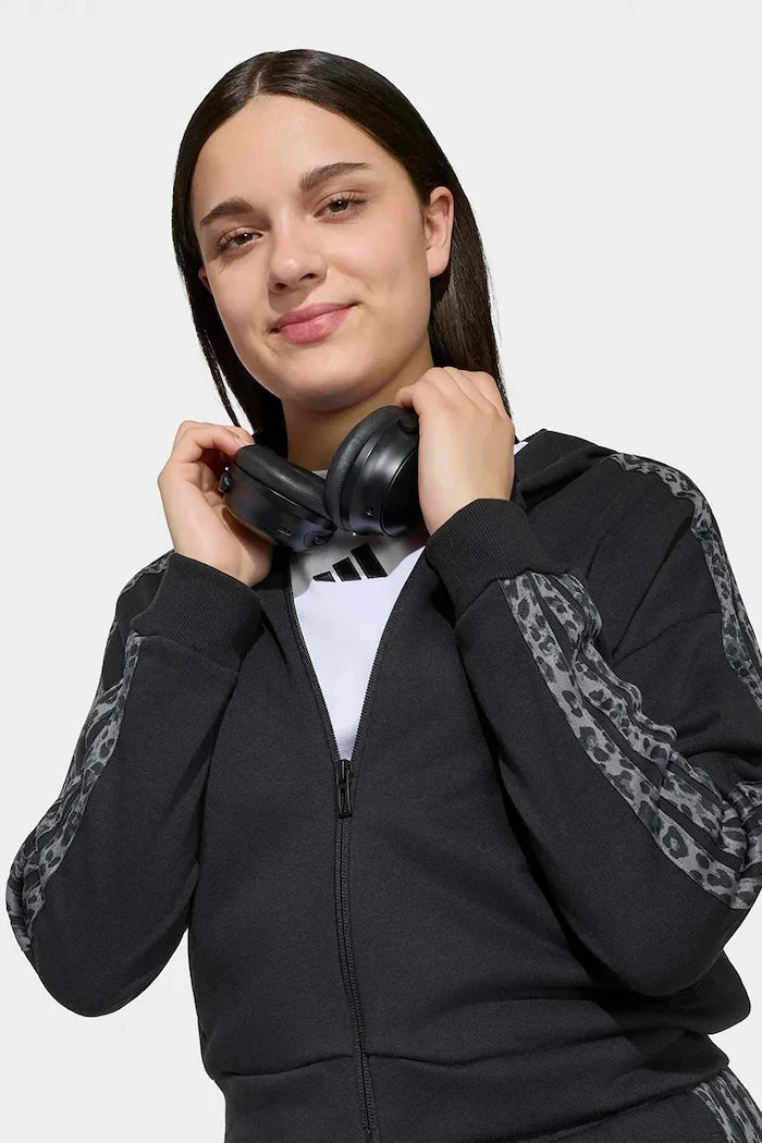 adidas суичър с цип и качулка за деца с памук