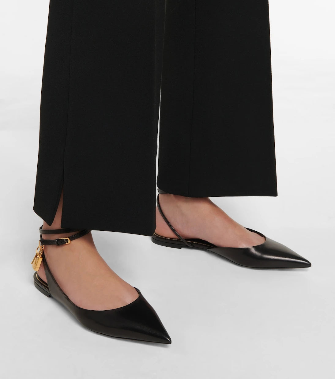 Tom Ford - Padlock leather slingback flats