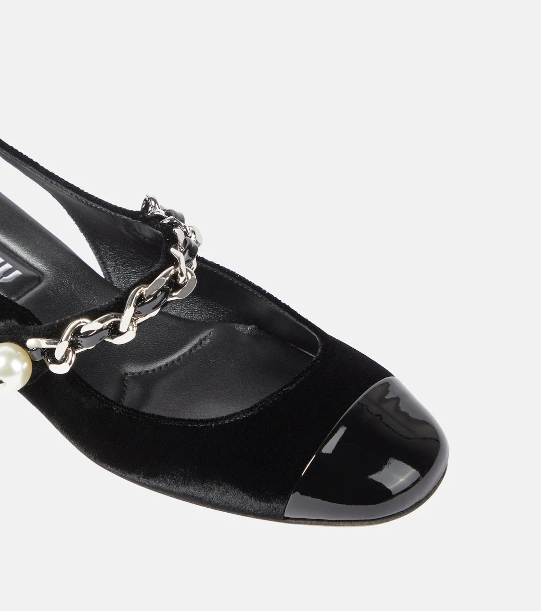 Miu Miu - Chain-detail velvet slingback pumps