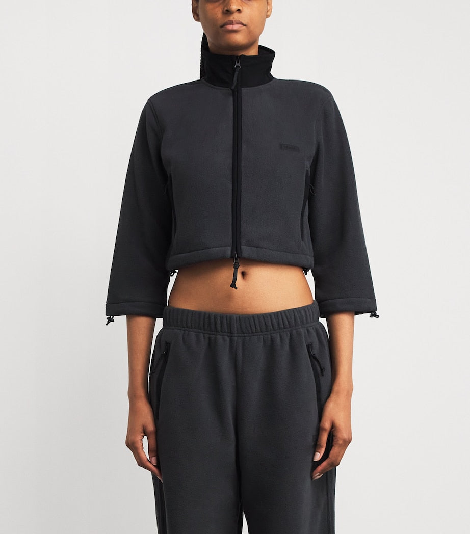 Skims Grey Cropped Fleece Jacket