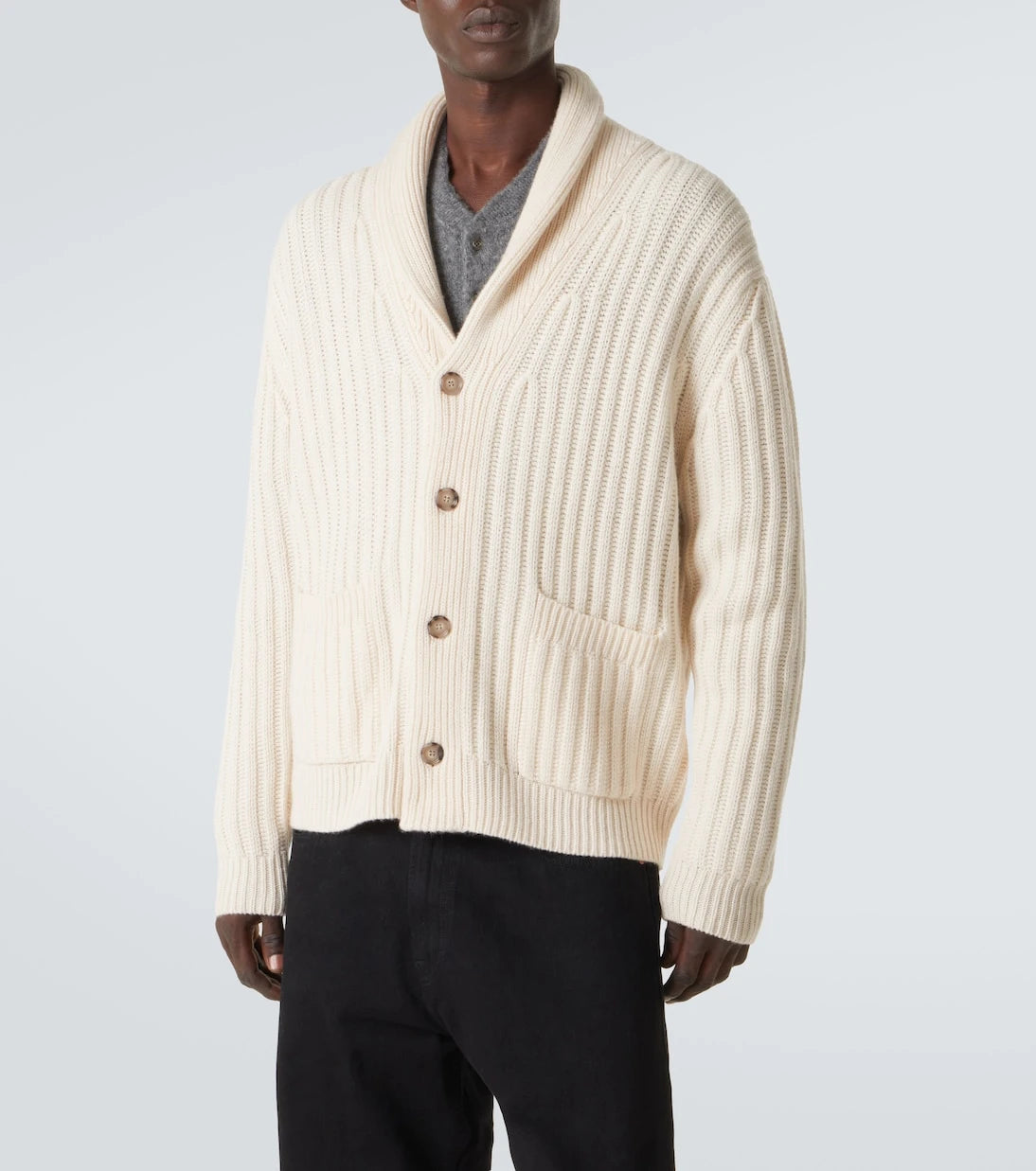 Allude - Ribbed-knit wool and cashmere cardigan