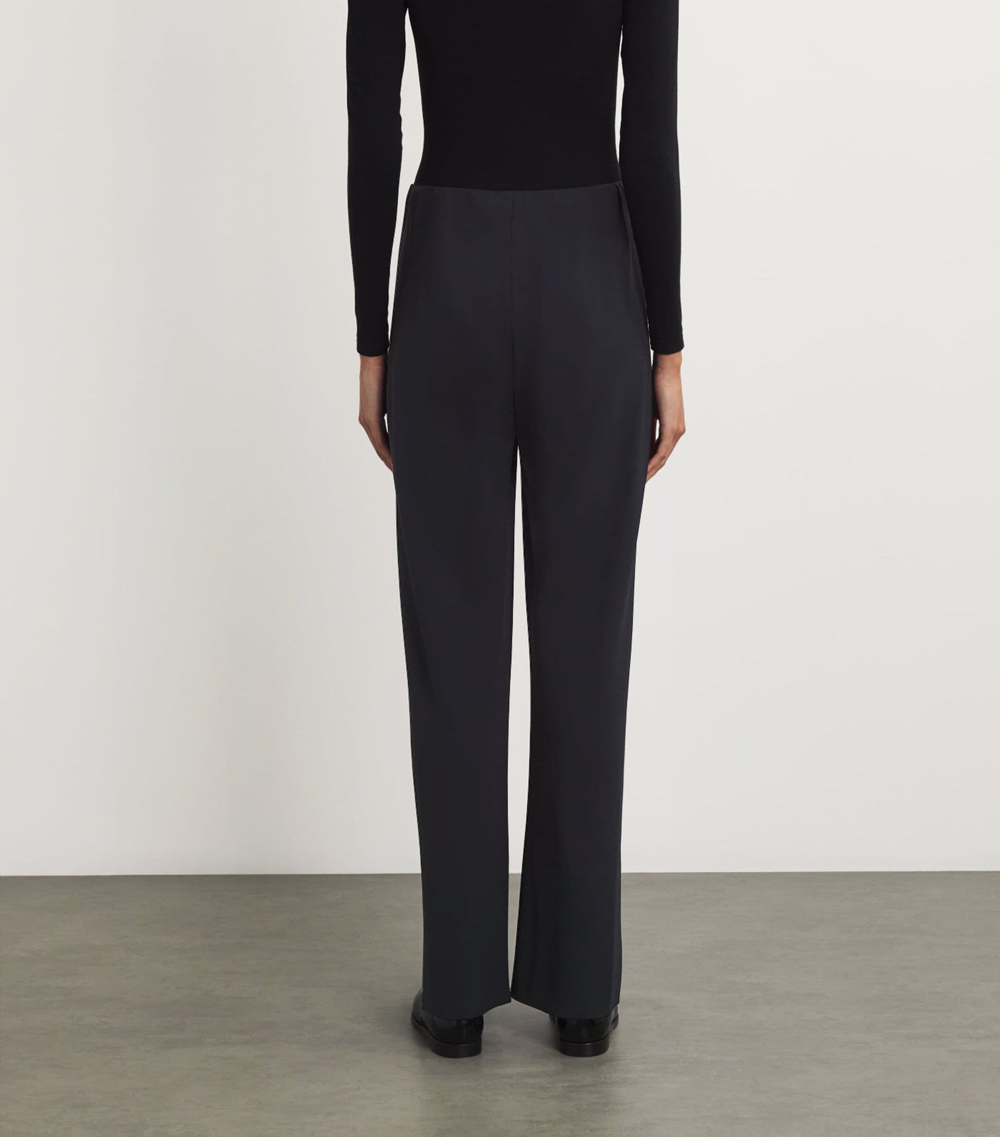 Vince Navy Crepe High-Waist Trousers