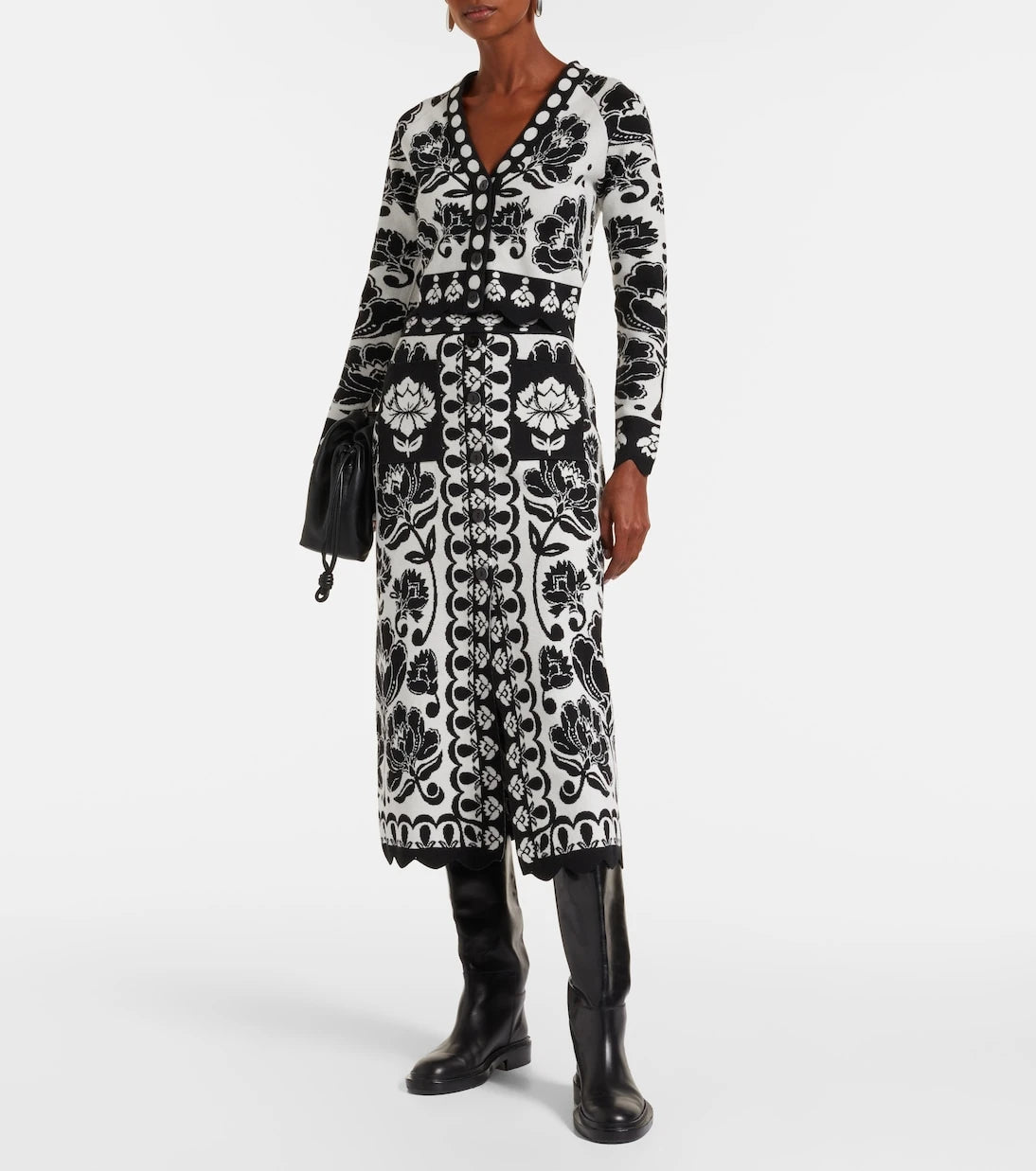 Farm Rio - Floral Arabesque jacquard cardigan