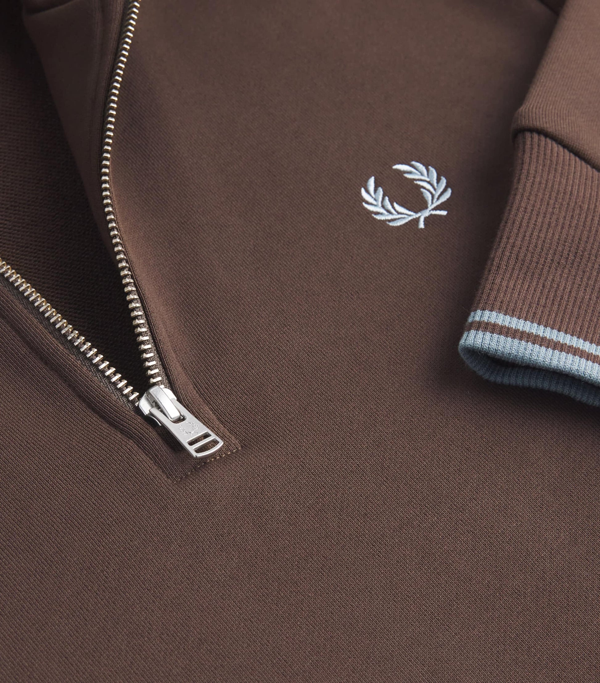 Fred Perry Brown Cotton Quarter-Zip Sweatshirt