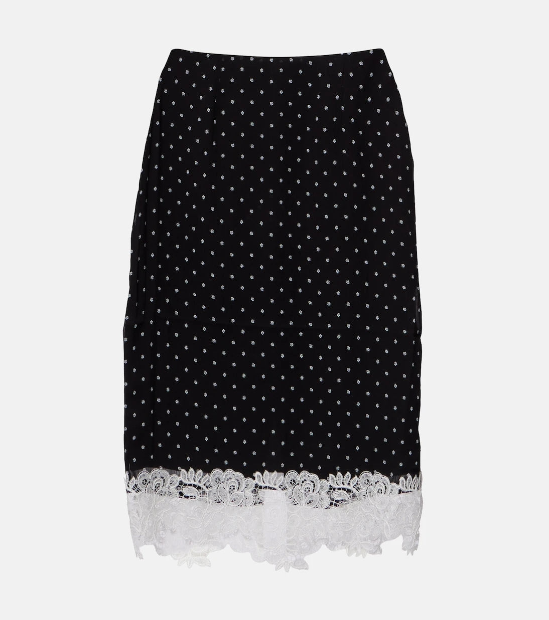 Rotate - Lace-trimmed polka-dot pencil skirt