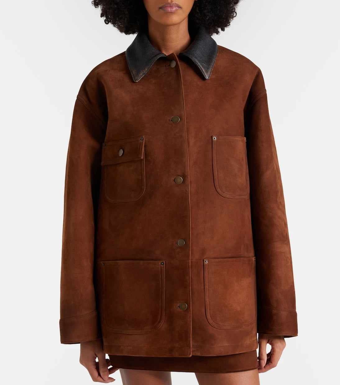 Prada - Leather-trimmed suede field jacket