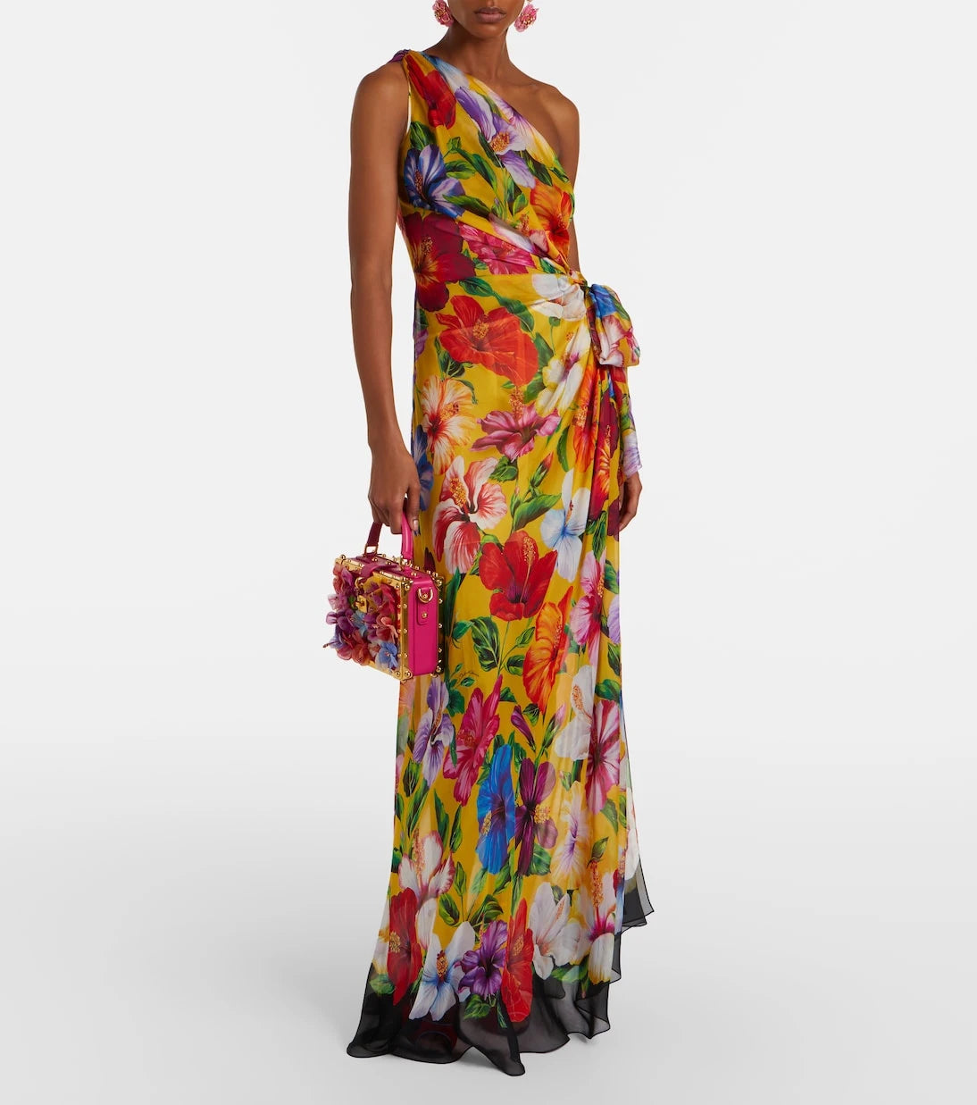 Dolce&Gabbana - Floral one-shoulder silk gown