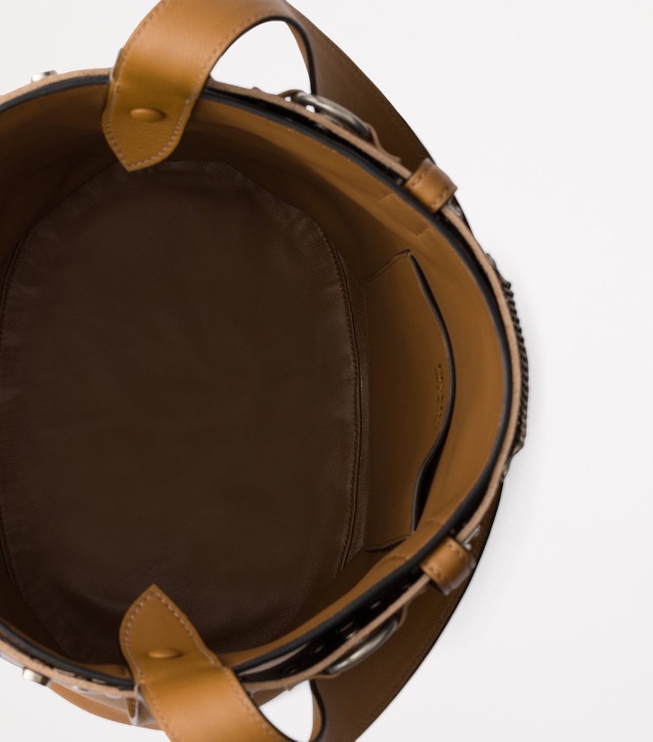 Prada Brown Leather Buckled Bucket Bag