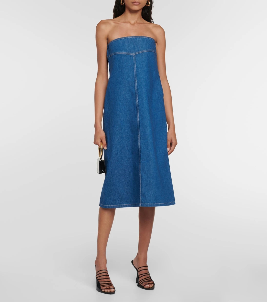 Ferragamo - Strapless denim midi dress