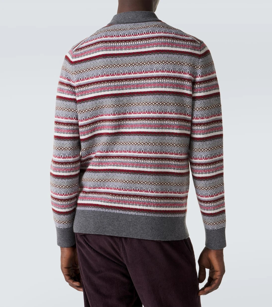 Eleventy - Striped wool jacquard polo sweater