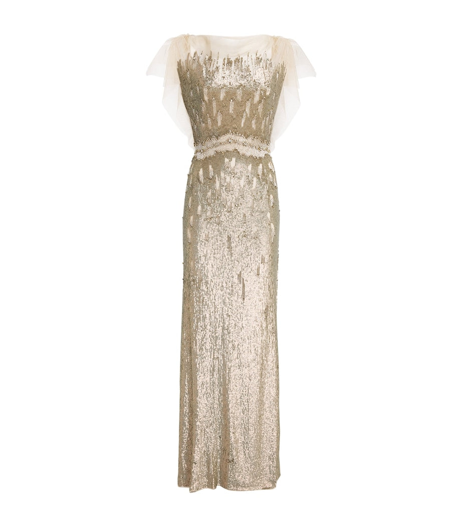 Jenny Packham Yellow Tulle Sequinned Bonnie Gown