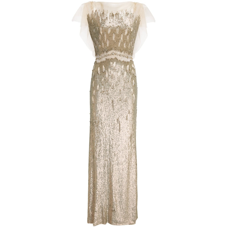 Jenny Packham Yellow Tulle Sequinned Bonnie Gown
