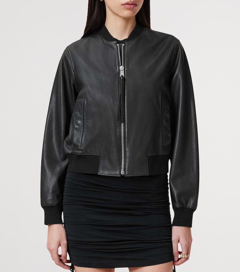 Black Leather Orten Bomber Jacket