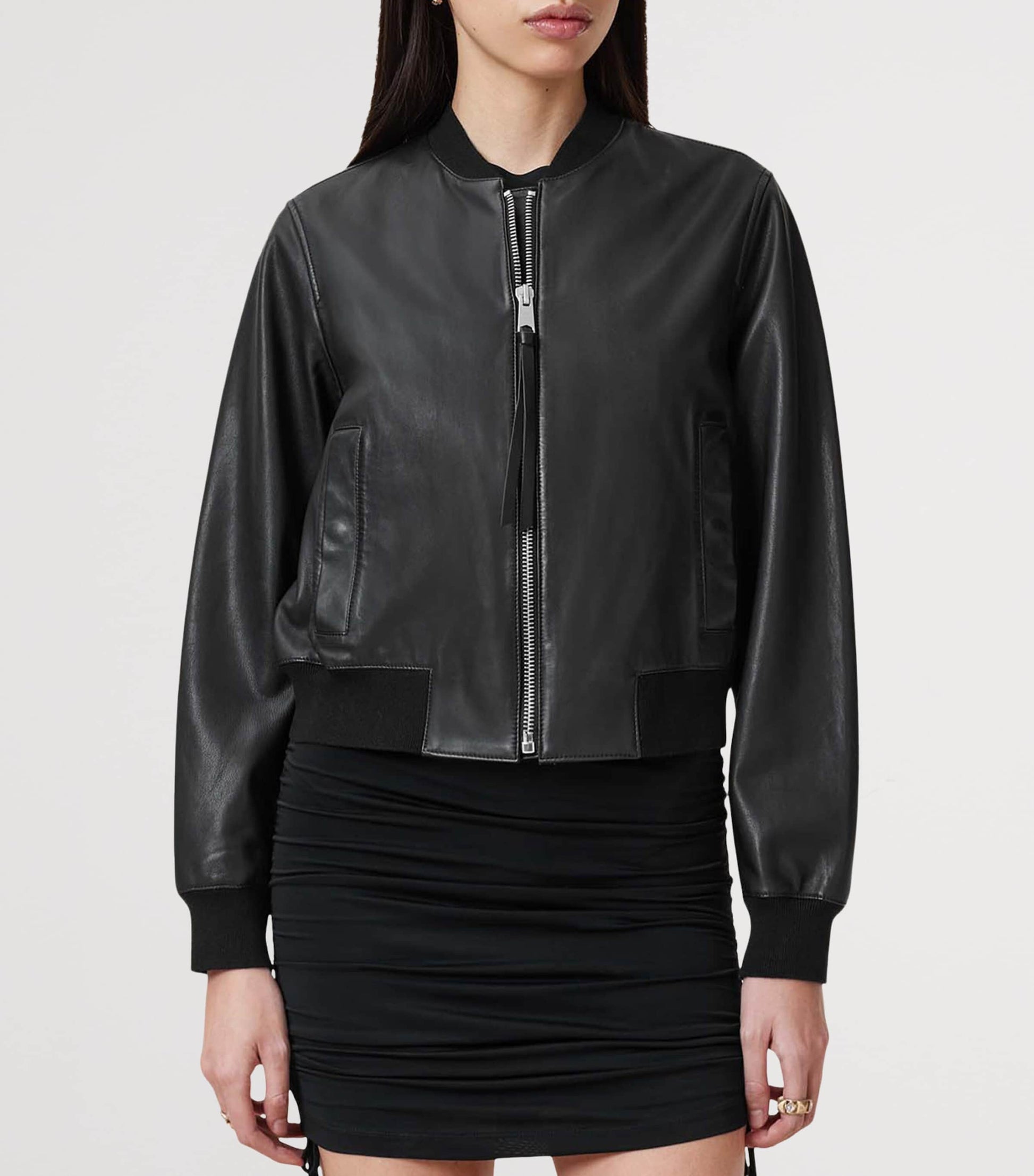 Leather Orten Bomber Jacket BLACK