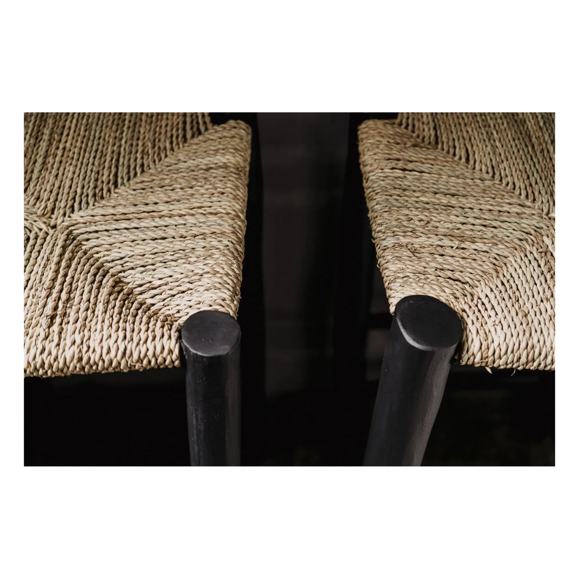 Cosydar - Palm Leaf and Painted Wood Stool | Black
