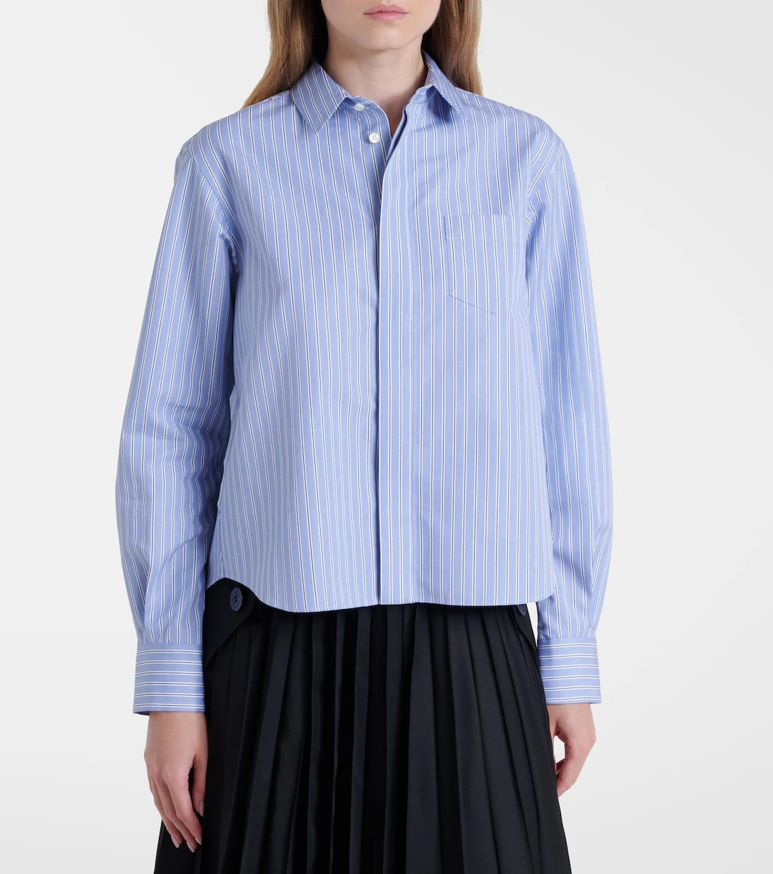 Sacai - Striped cotton-blend poplin shirt