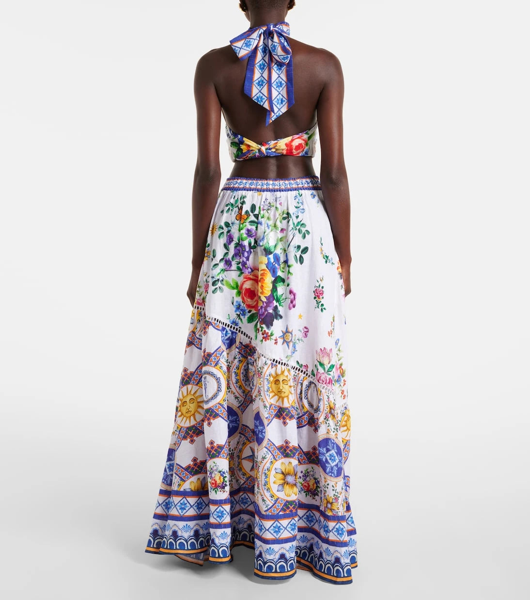 Camilla - Printed linen maxi skirt