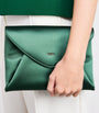 Max Mara Green Satin Envelope Clutch Bag