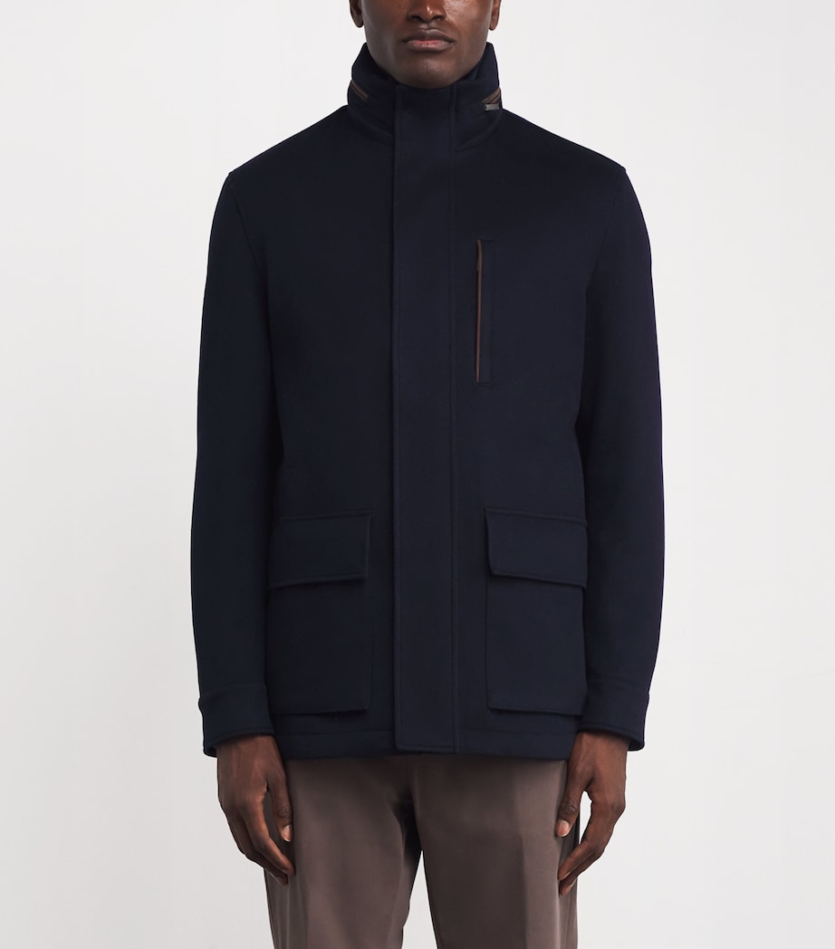 Paul & Shark Navy Cashmere Padded Hybrid Coat