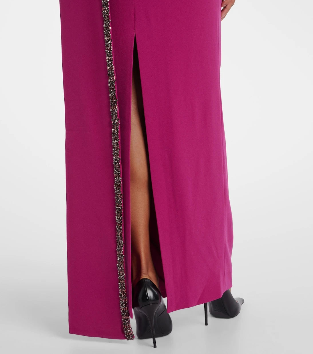 Roland Mouret - Caped embellished satin crêpe gown