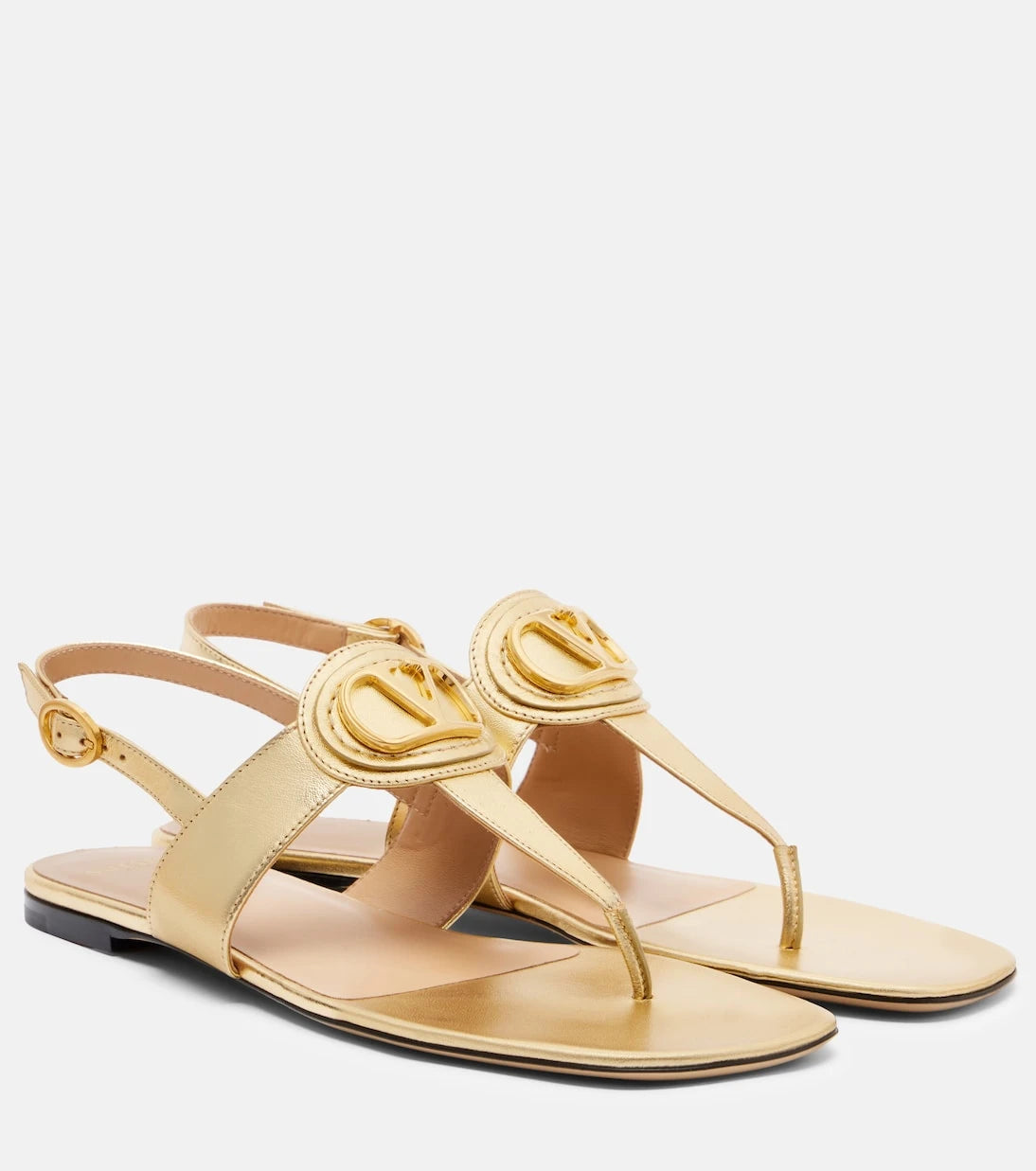 Valentino Garavani - VLogo metallic leather thong sandals