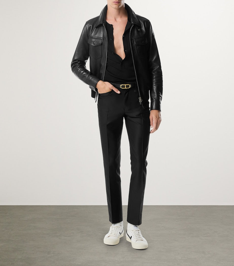TOM FORD Black Grained Nappa Leather Jacket