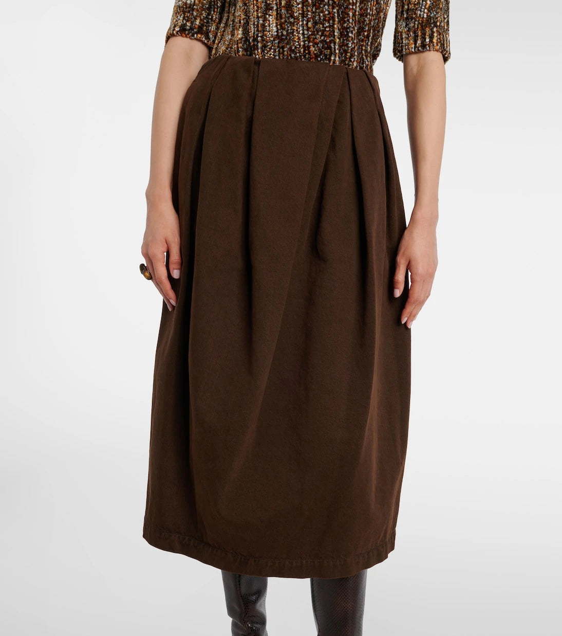 Dries Van Noten - Draped denim midi skirt