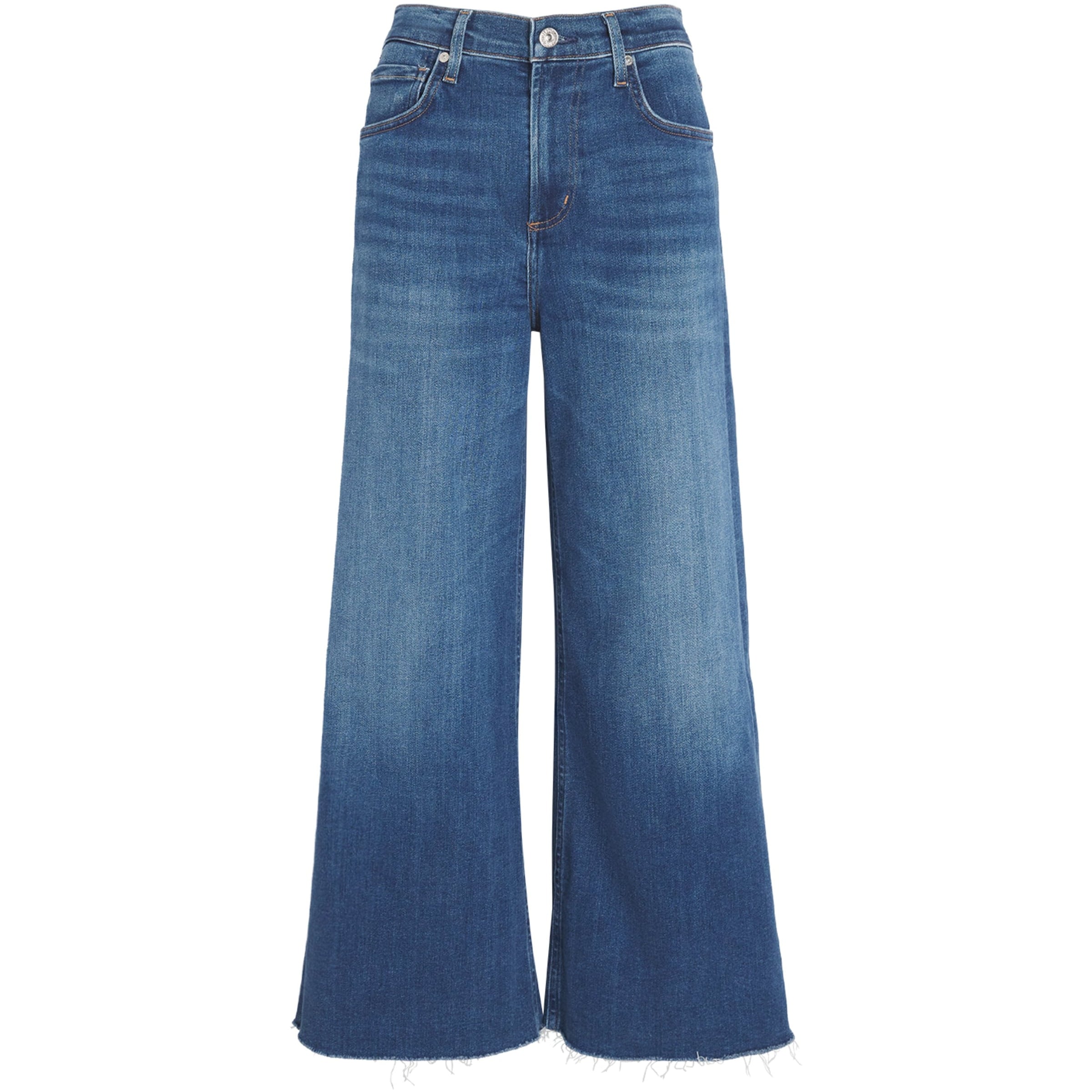 Citizens of Humanity Blue Cropped Lyra Wide-Leg Jeans