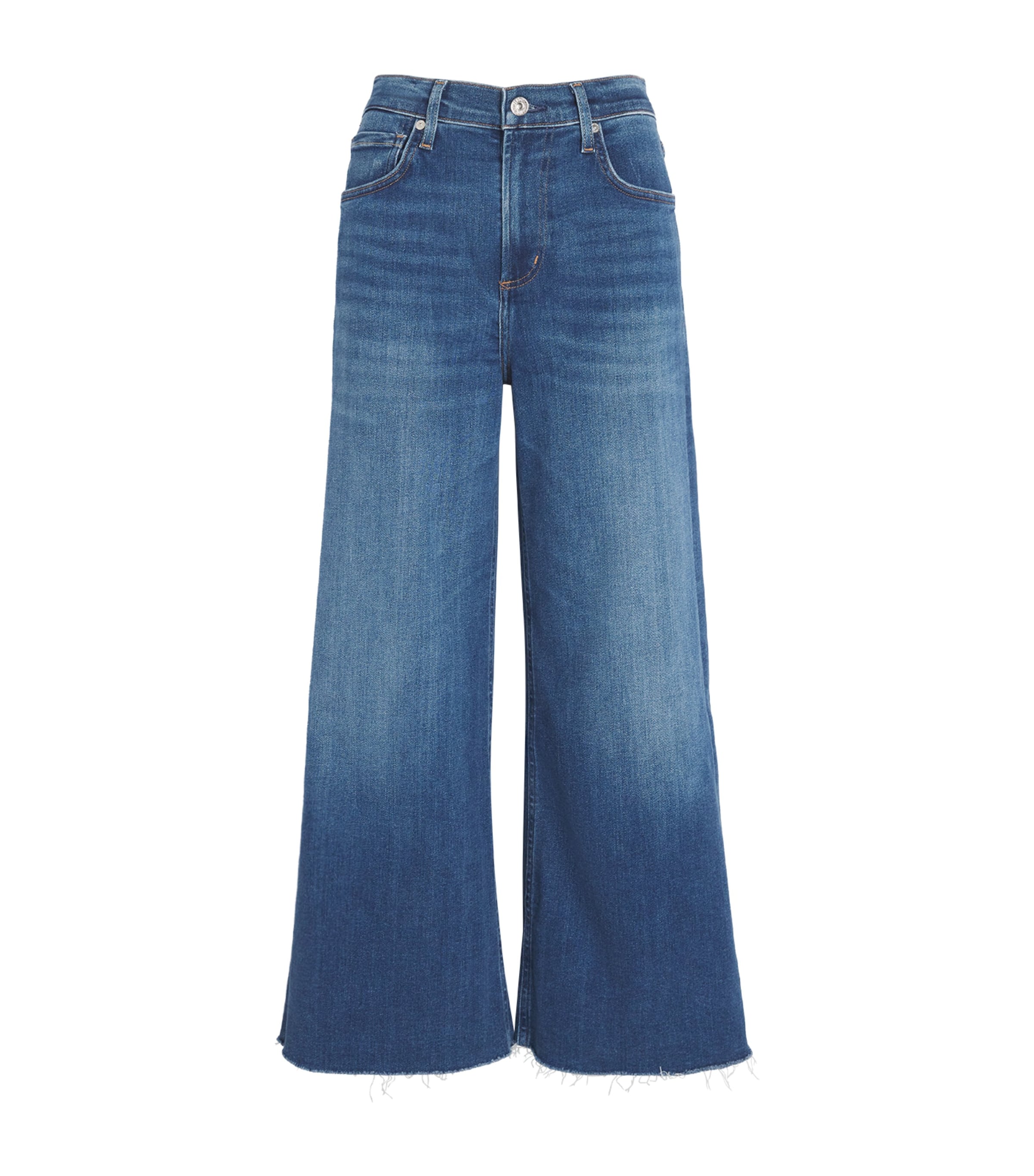 Citizens of Humanity Blue Cropped Lyra Wide-Leg Jeans