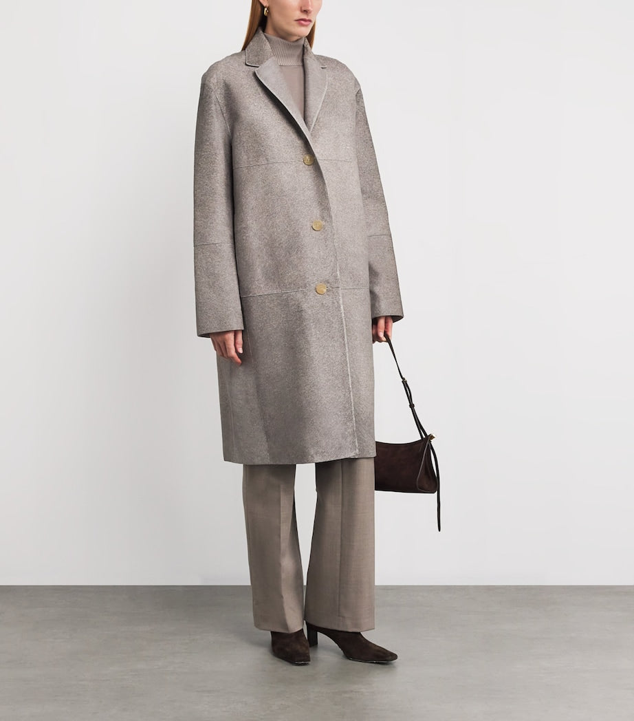 Grey Cowhide Overcoat