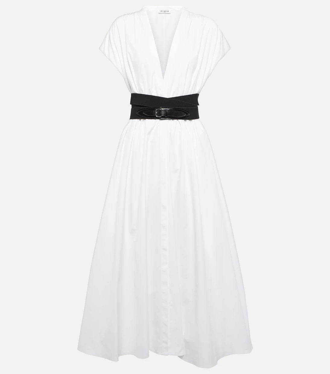 Alaïa - Belted cotton poplin midi dress