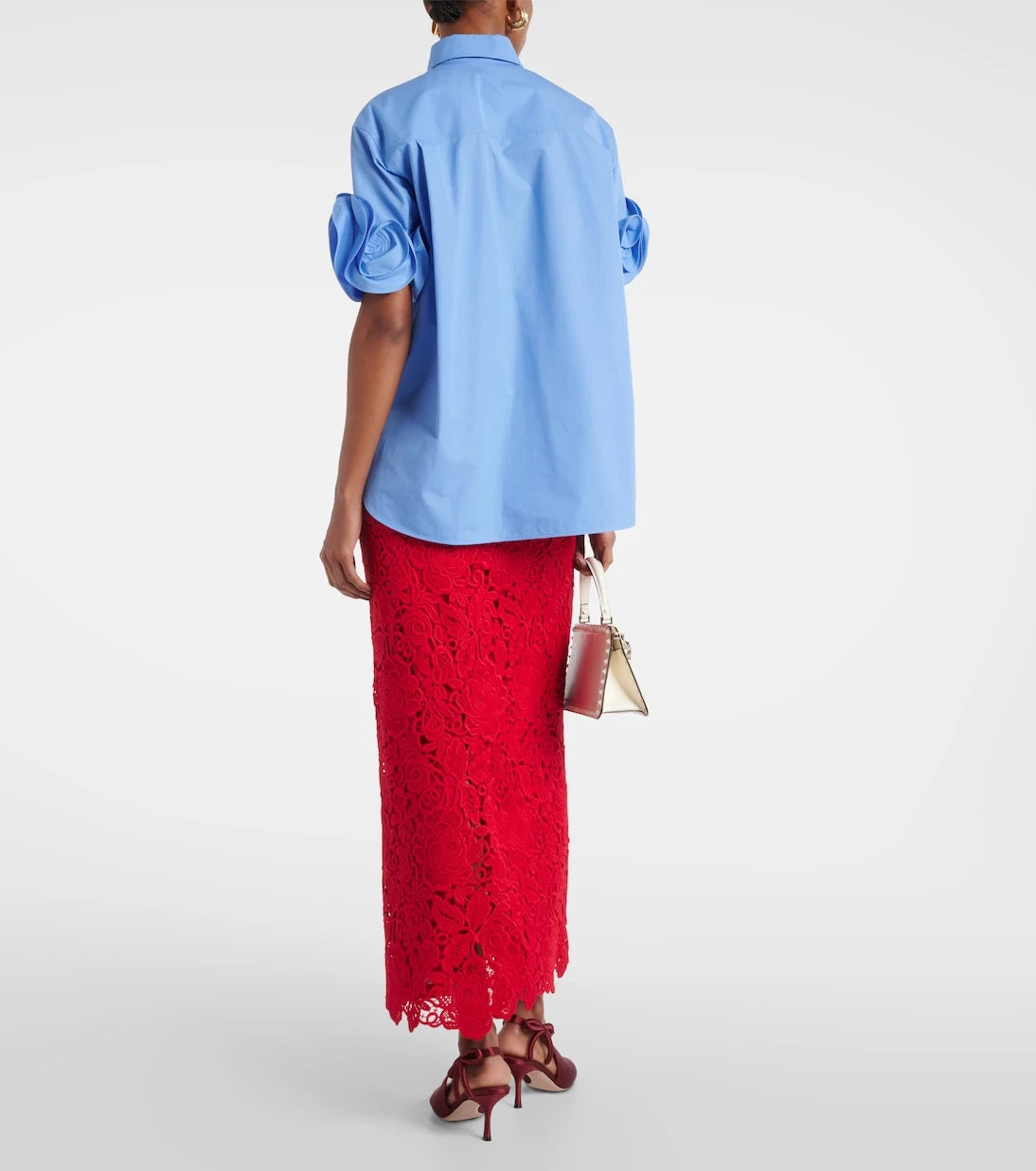 Valentino - Floral-appliqué cotton shirt