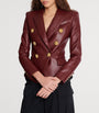 Balmain Brown Lambskin Double-Breasted Blazer