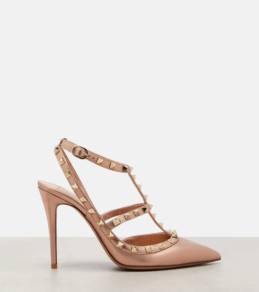Valentino Garavani - Rockstud 100 metallic leather pumps